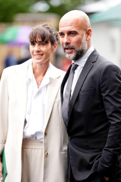 Manchester City manager Pep Guardiola with his wife Cristina Serra at Wimbledon.