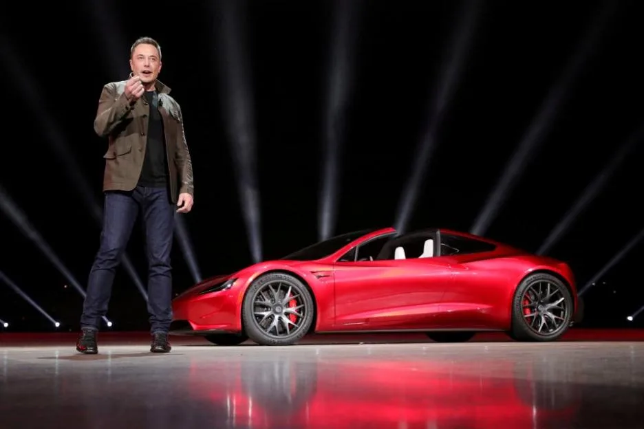 : Tesla CEO Elon Musk unveils the Roadster 2 during a presentation in Hawthorne, California