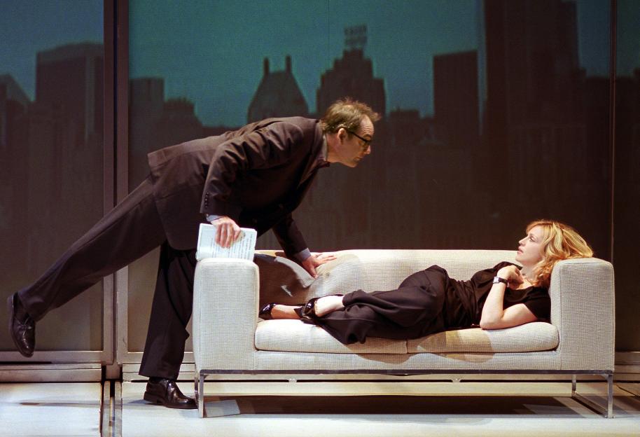 Madonna as Loren and Tom Irwin as Gerry in 'Up For Grabs' at the Wyndham's Theatre in London.