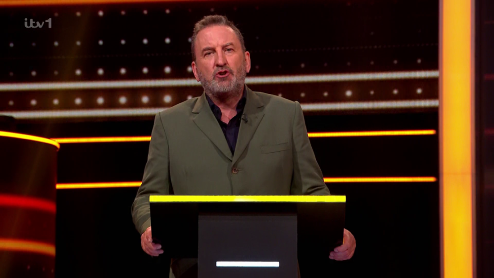 Comedian Bob Mortimer on a game show.