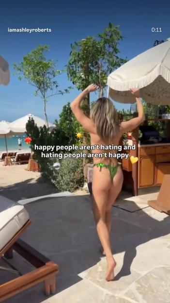 Ashley Roberts in a bikini at a luxury Dubai beachclub.