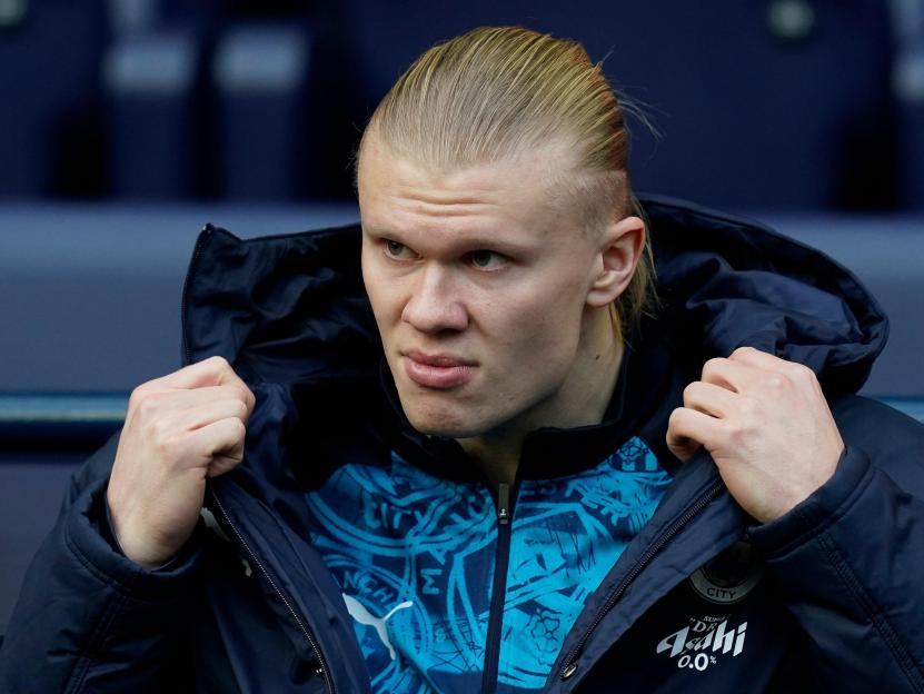 Manchester, UK. 24th Jan, 2026. Erling Haaland of Manchester City sits on the bench during the Manchester City vs Wolverhampton Wanderers Premier League match at the Etihad Stadium, Manchester. Picture credit should read: Andrew Yates/Sportimage Cred