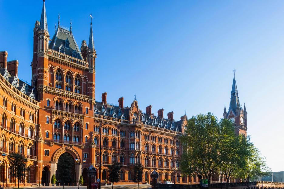 The Marriott Renaissance Hotel at St. Pancras Railway Station in London.