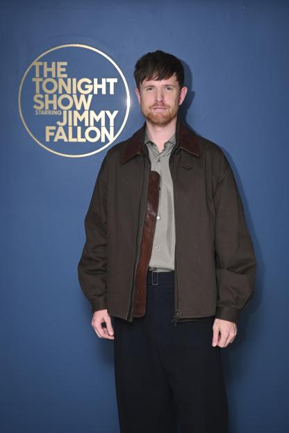 Musical guest James Blake poses backstage at The Tonight Show Starring Jimmy Fallon.