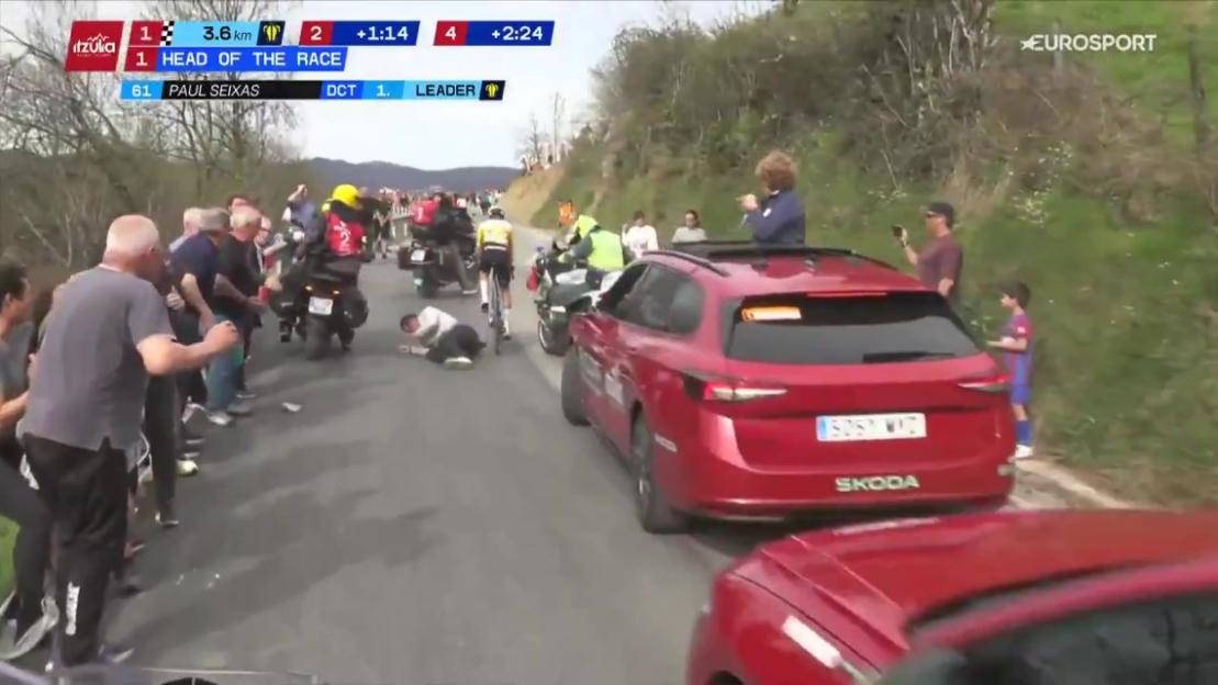 Cyclists Navigate Danger as Fan Collapses on Track During Major Event