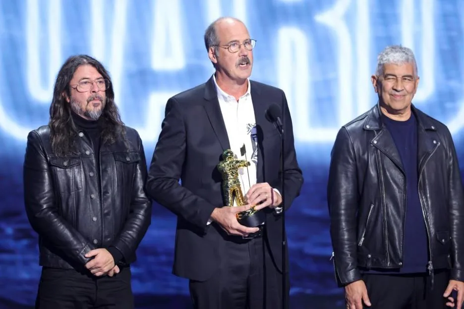 Krist Novoselic, Dave Grohl and Pat Smear of Nirvana at The 2026 MTV Video Music Awards (VMAs).
