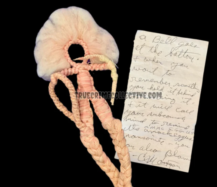 Charles Manson handmade string art doll.