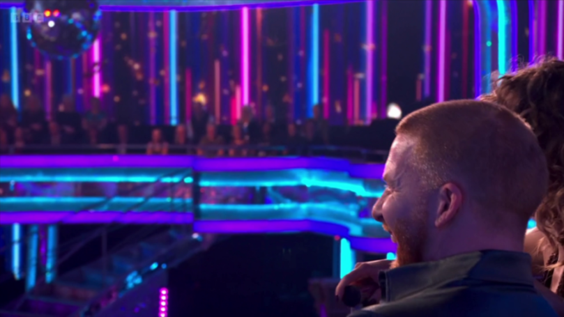 A professional dancer shouting during judge Motsi Mabuse's remarks.