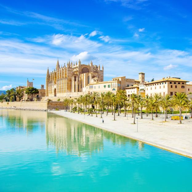 Scenic view of Palma de Mallorca old town, Spain
