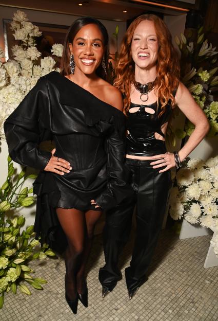 Alex Scott and Jess Glynne posing together at the ELLE Style Awards 2025.