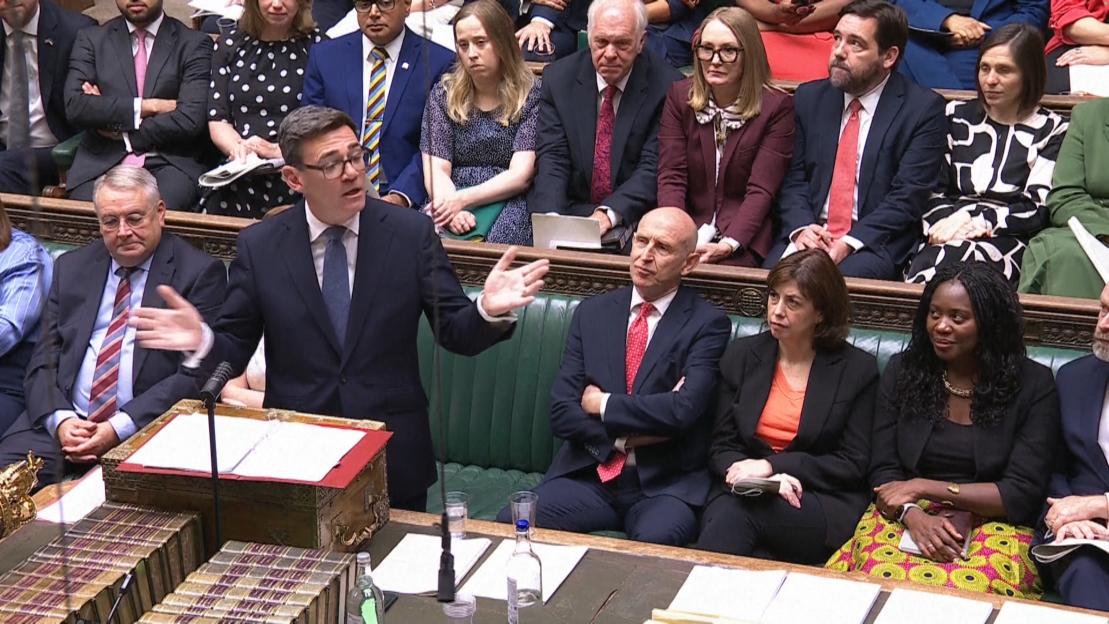 02/09/2026 - PMQS - Kemi Badenoch presses PM Andy Burnham on borrowing costs at his first Prime Minister's Questions. Asked how he plans to tackle rising debt costs, Burnham blames the "turbulence ...