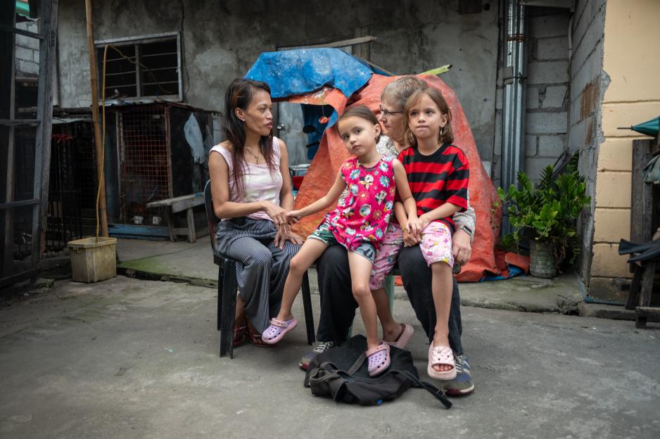 Jowelaine Jamil Logano with her daughters Nazelle and Nazneen, who are fathered by British and US nationals respectively, in Angeles City, Philippines.