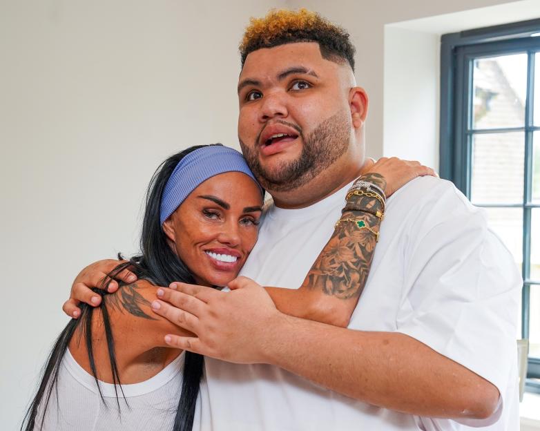 Katie Price and her son Harvey posing together.