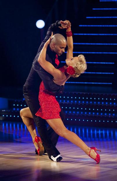 Ricky Whittle and Natalie Lowe dancing during a dress rehearsal.