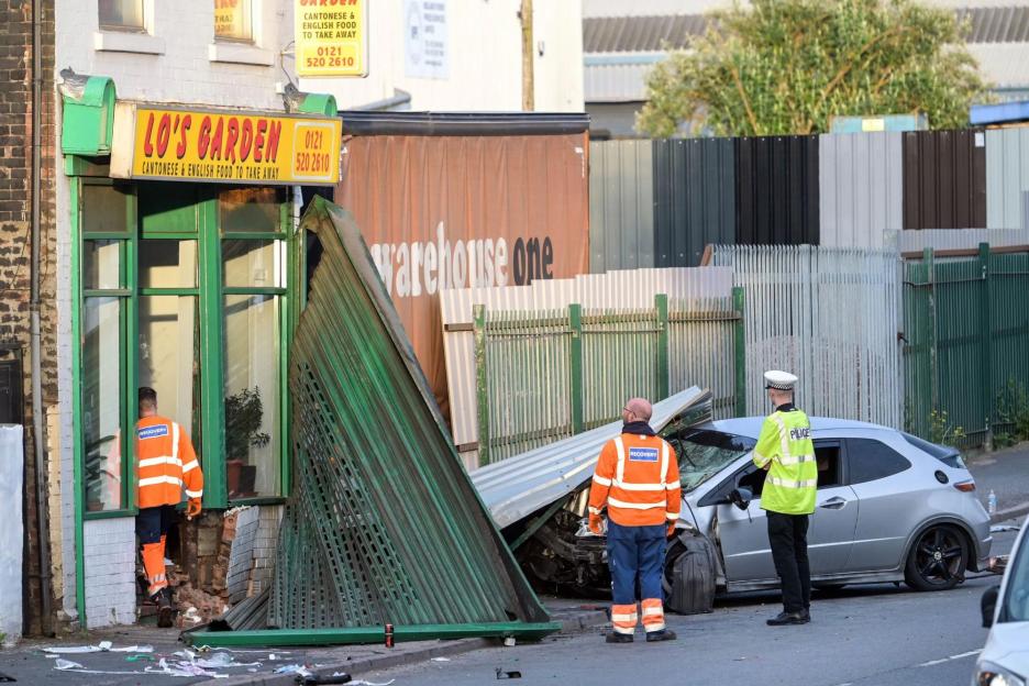 Tragic Collision: Four Children Hospitalized and Man Dies After Car Crashes into Chinese Takeaway