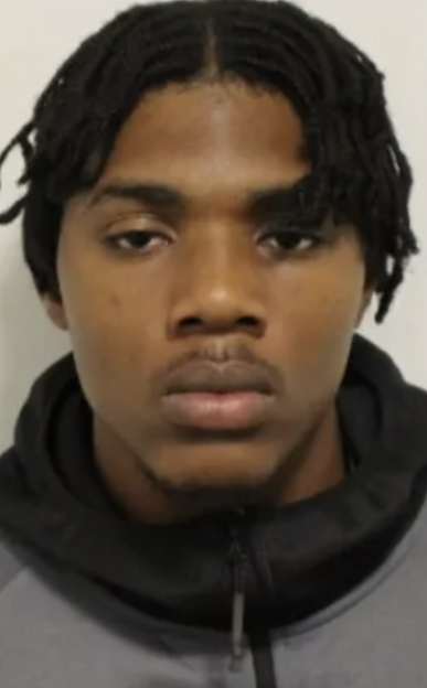 A young man with dark skin, dark locs, and a goatee wears a gray hoodie with a black zipper, staring forward against a light background.