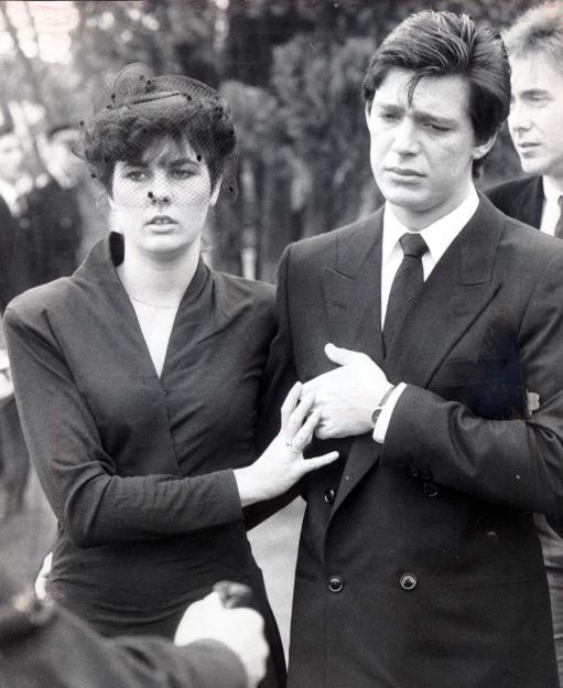 Jeremy Bamber with girlfriend Julie Mugford at his family's funeral.