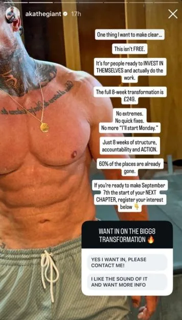 Gladiator Giant forced to flog £249 PT sessions online after TV axe and OnlyFans star split