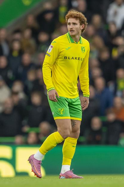Josh Sargent of Norwich City playing in a soccer match.