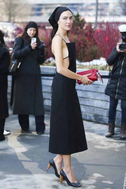 Alexa Chung attending the Calvin Klein fashion show.