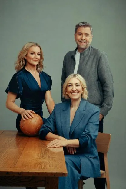 Portrait of Gabby Logan, Mark Chapman and Lauren Laverne.