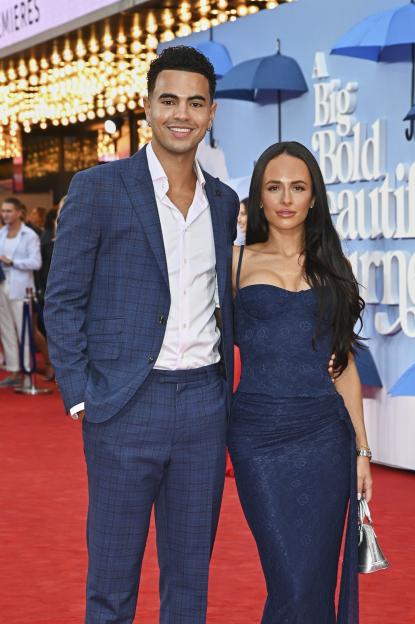 Harrison Solomon and Lauren Wood attend the European Premiere of "A Big Bold Beautiful Journey."