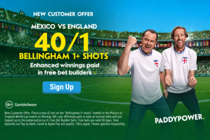 Score Big with Jude Bellingham: 1+ Shot at 40/1 in Mexico vs England at Paddy Power!