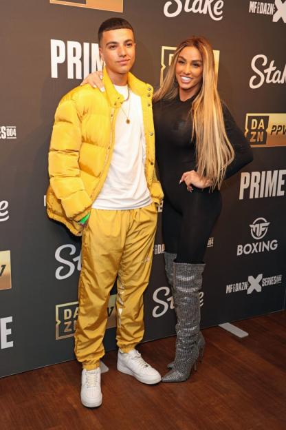 Junior Andre and Katie Price arrive for the KSI v FaZe Temperrr fight at OVO Arena, Wembley in London. Picture date: Saturday January 14, 2023. PA Photo. See PA story SHOWBIZ Fight. Photo credit should read: Suzan Moore/PA Wire