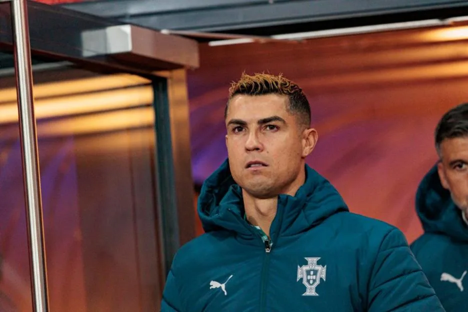 Cristiano Ronaldo wearing a Portugal jacket before the UEFA Nations League match against Norway.