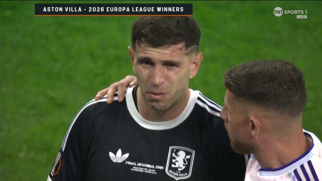 Emi Martinez Celebrates Europa League Win with Fans Before Tears of Joy Take Over at Aston Villa's Wild Party