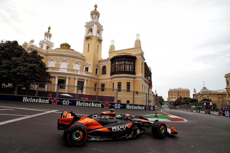 Lando Norris in a McLaren MCL38 during the Azerbaijan Grand Prix.