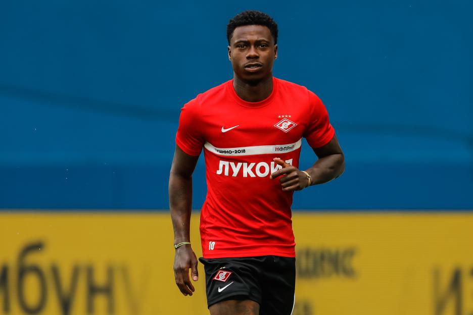 Quincy Promes of Spartak Moscow in action during a training session.