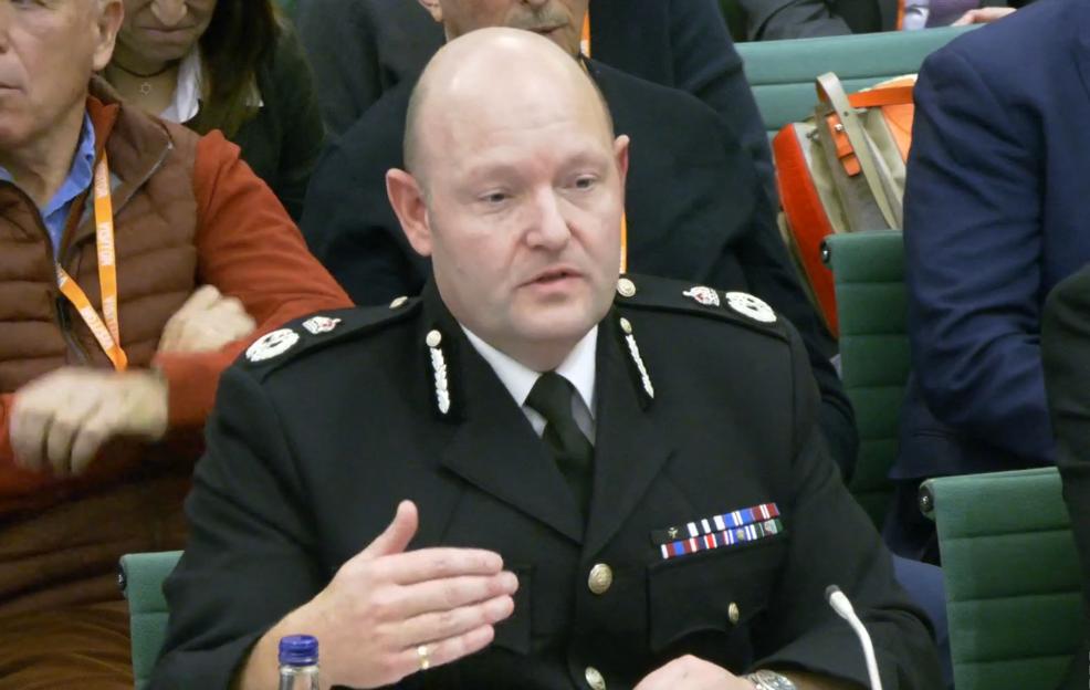 West Midlands Police Chief Constable Craig Guildford speaking during a Home Affairs Committee hearing.
