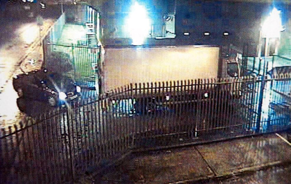 CCTV footage of a white Renault 7.5 tonne lorry at the Securitas depot.