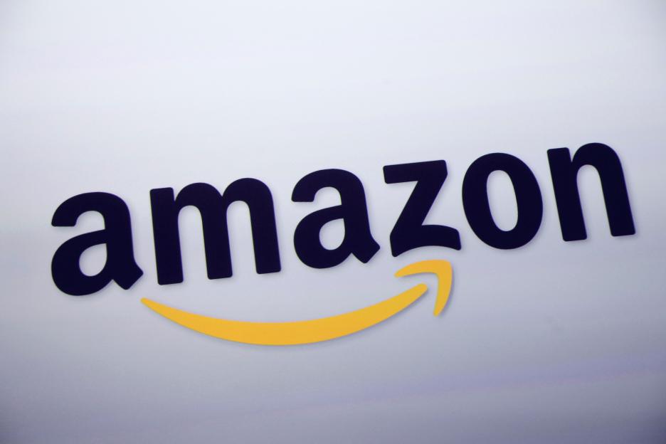 The Amazon logo, which features the company name in black letters with a yellow arrow curving from the 'a' to the 'z', is displayed.