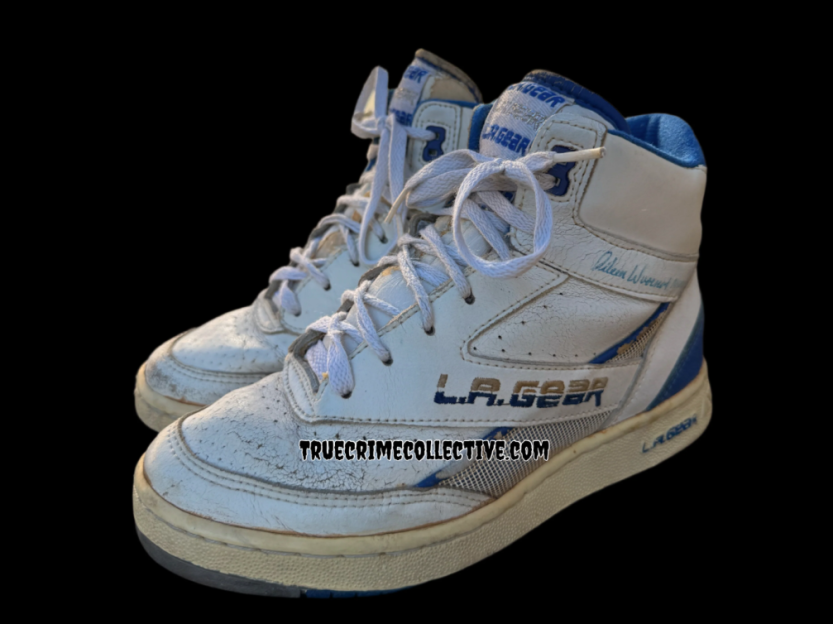 Aileen Wuornos's white and blue L.A. Gear sneakers.