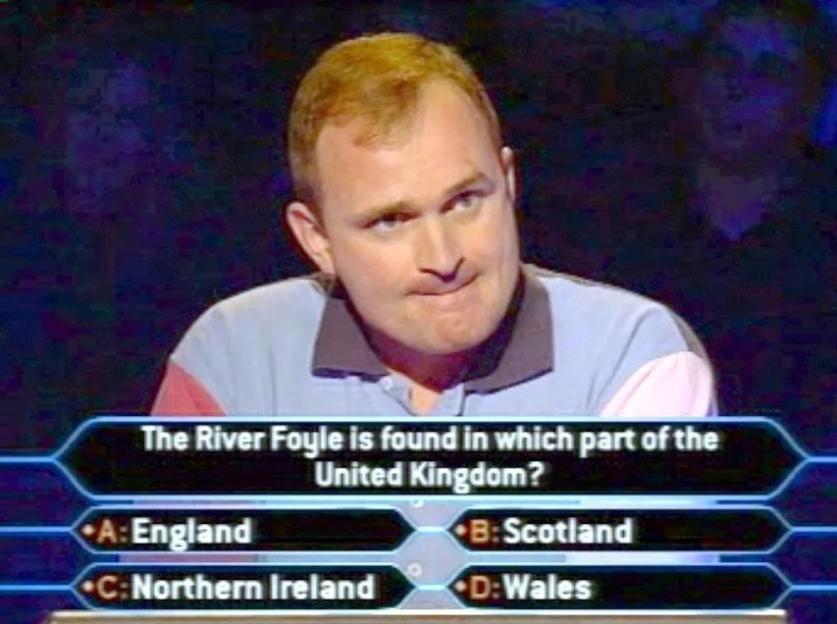 Major Charles Ingram on Who Wants to Be a Millionaire, answering the £4,000 question.