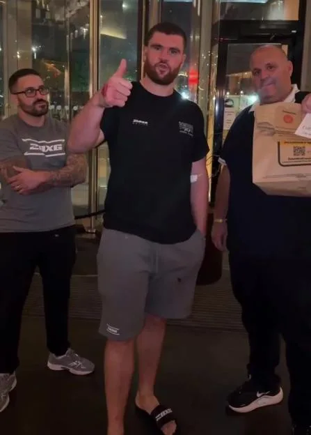 Johnny Fisher celebrates Michael Pirotton win with McDonald’s after leaving hospital… as Brit legend calls for fight