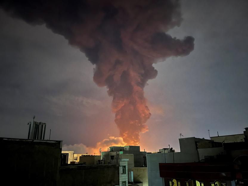 Smoke rises following an explosion, amid the U.S.-Israeli conflict with Iran, in Tehran