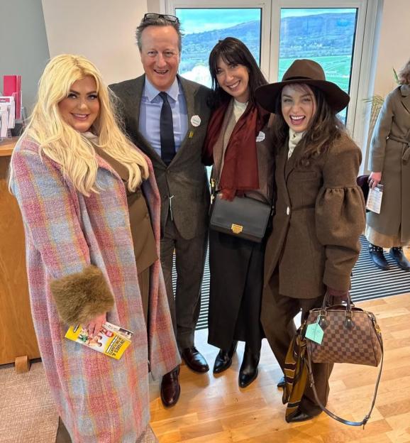 Gemma Collins and David Cameron with two women.