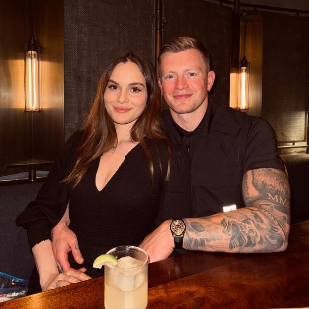 Holly Ramsay and Adam Peaty celebrating their first anniversary.