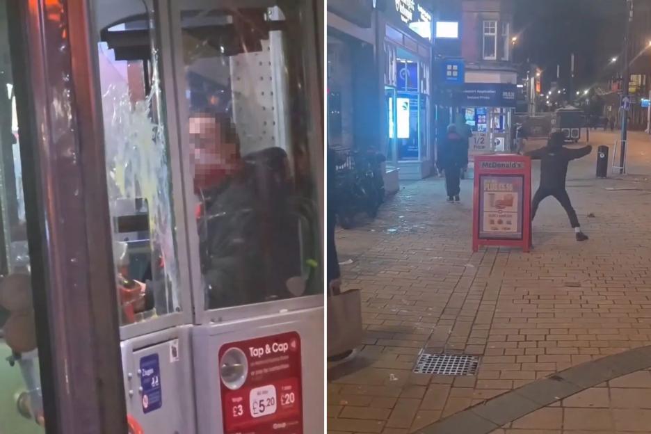 Yobs Launch Egg Attack on Bus Driver and Scooter Rider, Creating Chaos Among Passers-By in UK City
