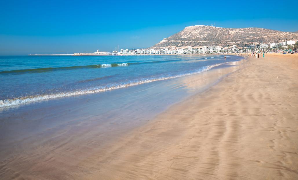 Agadir beach on the Atlantic ocean in Morocco
