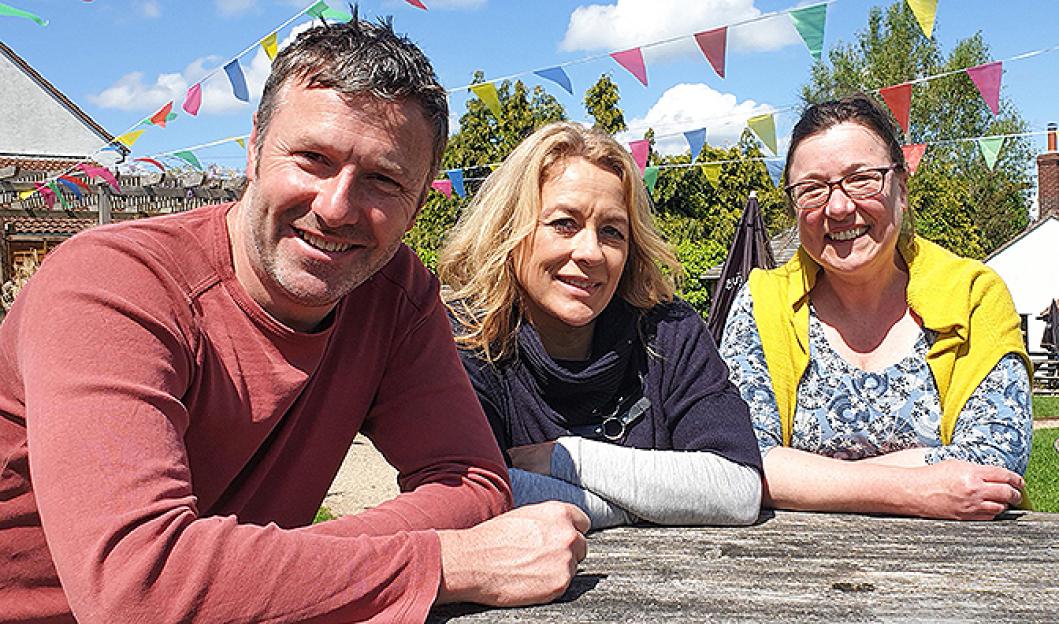 Graham Swift and Sarah Beeny meeting artisanal cheese maker Angela in Somerset.