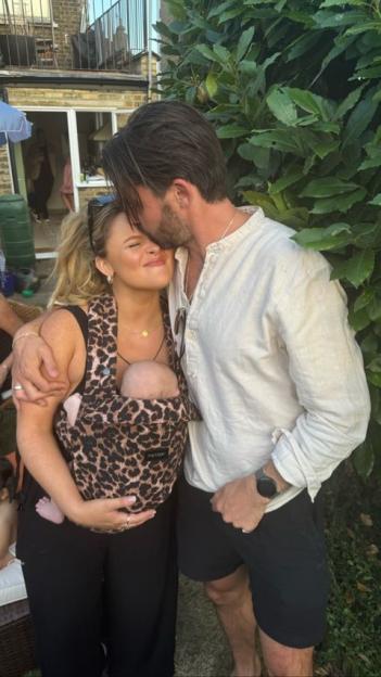 Emily Atack and Alistair Garner with their baby Barney.