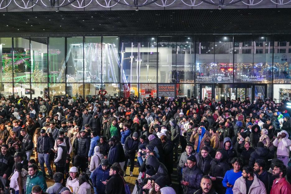 Centenary Square, Birmingham 31st December 2025 - Once again, hundreds of people came to Birmingham city centre to watch fireworks despite repeated calls for them not to come by police Centenary Square, where last year the same thing happened and hit