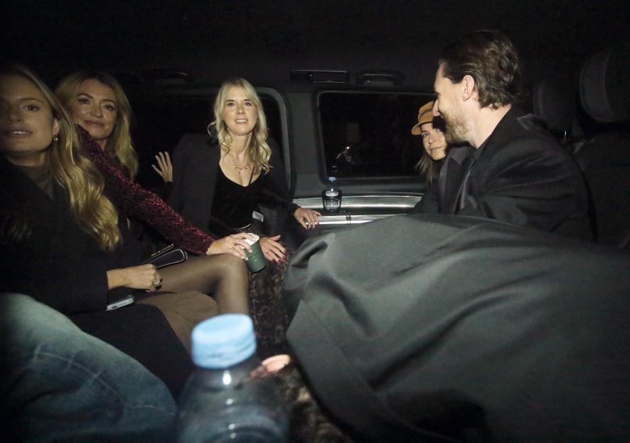 EXCLUSIVE PICTURES NO USAGE WITHOUT PERMISSION FROM JAMES CURLEY AND MAGICMOMENTSUK..NEWLY SINGLE CAT DEELEY IS SEEN ARRIVING AT THE FASHION AWARDS IN LONDON WITH ARSENAL FOOTBALLER DECLEN RICE IN THE SAME TAXI AND WAS SEEN TRYING TO HIDE BY DUCKING