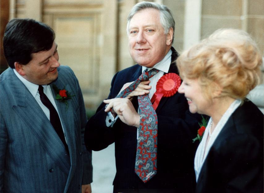 Gordon McMaster, Roy Hattersley, and Irene Adams at the Paisley By-election.