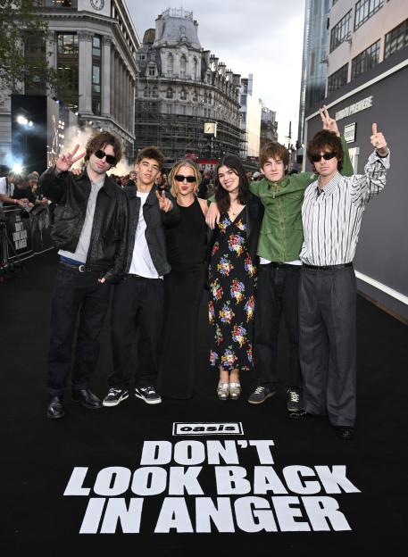 Lennon Gallagher, Donovan Gallagher, Anais Gallagher, Molly Gallagher, Sonny Gallagher, and Gene Gallagher at the UK premiere of 'Oasis: Don't Look Back In Anger.'