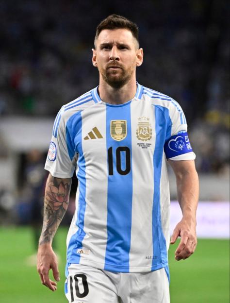 Argentina's Lionel Messi in his team's blue and white striped jersey, number 10, during the CONMEBOL Copa América USA 2024.